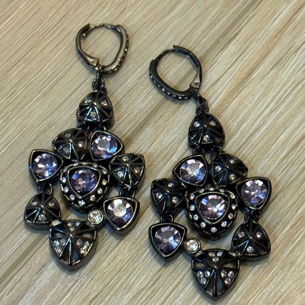 INC International Concepts Black and Purple Statement Earrings